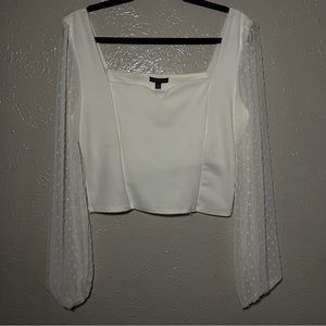 White long sleeve cropped blouse